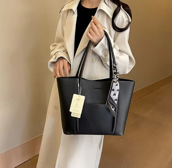 Elegant Ivory Tote Bag with Scarf Accent ZTS-CR-049