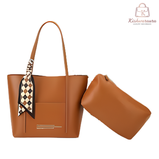 Elegant Ivory Tote Bag with Scarf Accent ZTS-CR-049