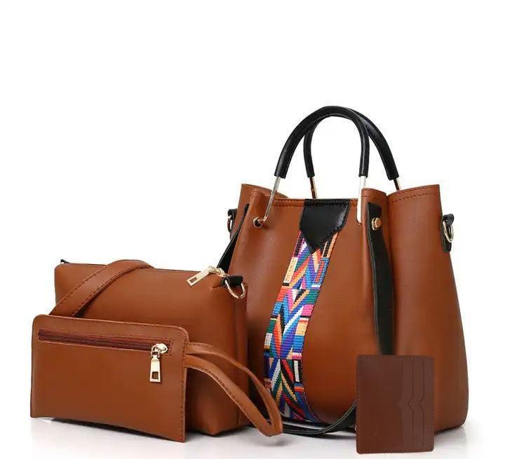 4-in-1 Tribal Accent Tan Handbag Set β Style. Space. Statement.