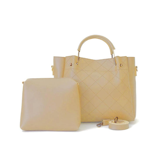2-in-1 Quilted Beige Handbag Set – Classy, Chic & Functional