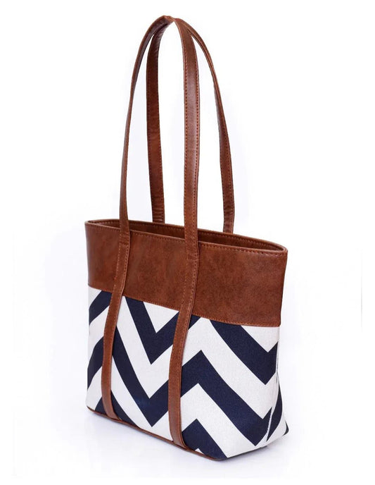 Chevron Detail Tote Bag with Faux Leather Finish (ZTS-CR-061)