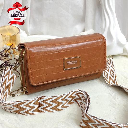 Forever Young Croc-Textured Sling Wallet – With Designer Strap