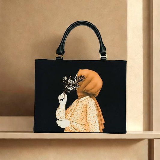 Hijab Girl Black Canvas Tote Bag