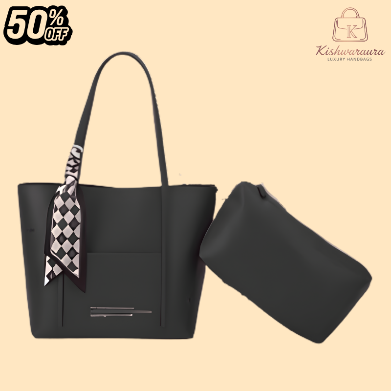 Elegant Ivory Tote Bag with Scarf Accent ZTS-CR-049