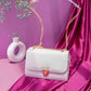 Textured Flap Shoulder Bag with Gold Chain and Turn-Lock Closure